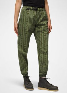 Pull-on printed pants with '90s vibes and stretch-infused organic cotton twill. Relaxed Fit Bottoms With All Over Print For Spring, Casual All Over Print Spring Bottoms, Casual Green Printed Pants, Stretch Cotton Printed Pants, Stretch Cotton Pants With Print, Casual Cotton Printed Bottoms, Casual Printed Cotton Bottoms, Casual Relaxed Fit Pants With All Over Print, Trendy Cotton Bottoms With All Over Print