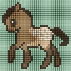 a cross stitch pattern with a horse on it's back and the front end of its