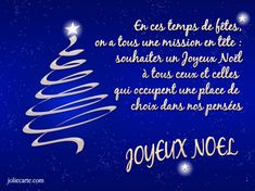 a blue christmas card with a white tree on the bottom and words written in french