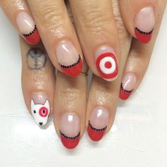 This one is for the Target lovers! Target Nails, Extravagant Nails, Jazzy Nails, Coffin Acrylic Nails, Classy Nail Art, Black Coffin Nails, Nail Polish Art, Animal Nails, Design Nails