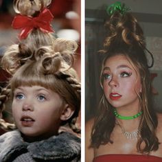 Cindylouwho Costume, Cindy Lou Makeup, Cindy Lou Who Makeup, Cindy Lou Hoo, Alone On Christmas, Christmas Gift Exchange Ideas, Cindy Lou Who Hair, Cindy Lou Who Costume, Gift Exchange Ideas