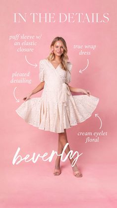 The Beverly Dress is a versatile and stylish choice for any occasion. The cream base with an eyelet floral print offers a subtle yet elegant design, while the v neckline and puff sleeves add a feminine touch. With adjustable wrap ties and knee-length skirt, this dress flatters any body type. The functional wrap style allows for easy nursing access, making it a practical option for new mothers and beyond. Available in sizes XXS, XS, S, M, L, XL, 1X, 2X, 3X, 4X, + 5X!! plus size fashion, eyelet Cream Base, The Cream, Hello Spring, New Mothers, Knee Length Skirt, Spring Dresses, Feminine Style, Wrap Style, Puff Sleeves