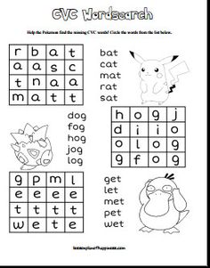 cvc worksheet with words and pictures to help students learn how to spell