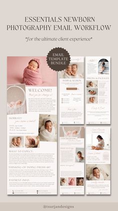 Newborn Photography Email Marketing Template Bundle for Photographer Client Workflow Photography Email Template Photography Pricing Template - Etsy