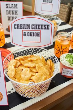 a table topped with lots of food and drinks