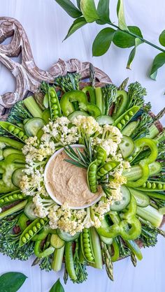 an arrangement of broccoli, cauliflower and other vegetables arranged in a circle