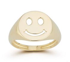 Bring a smile with you everywhere you go when you wear this charming smiley face signet ring! From Luminosa Gold. Smiley Face Ring As Gift, Smiley Face, Signet Ring, A Smile, Smiley, Jewelry Rings, Yellow Gold, Ring, Gold