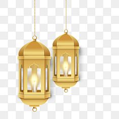 two golden lanterns hanging from the ceiling, lantern, lamp png and psd