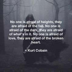 a bear in the woods with a quote on it that reads, no one is afraid of heights, they are afraid of the fall