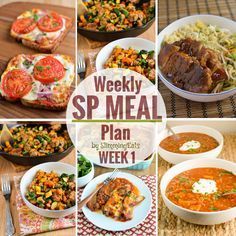 a collage of pictures showing different dishes and the words weekly meal plan week 1