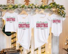 This fun set of Matching Family Christmas Shirts perfectly showcases your holiday spirit while you create cherished memories with your loved ones. Featuring a plaid font, each shirt is made with care, ensuring a cozy and comfortable fit for everyone in the family. Whether you're gathering around the tree, enjoying a holiday feast, or taking a holiday family photo shoot, these matching shirts will bring a touch of togetherness and festive cheer to your celebrations! 💛Good to Know: Bella+Canvas m Family Christmas Tops With Graphic Print, Family Christmas Graphic Print Top, Family Graphic Print Top For Christmas, Red Christmas Top For Family Occasions, Festive Family Matching T-shirt For Holidays, Family Matching White Christmas Tops, White Christmas Festive T-shirt, White Festive Holiday T-shirt, Family Matching White Tops For Christmas