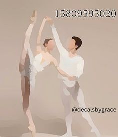 two ballet dancers are performing in front of a gray background with the words decalsby grace on it