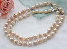 33" 13mm lustre pink almost round keshi reborn PEARL NECKLACE Pearl Necklace, Necklaces, Pendant Necklace, Pink