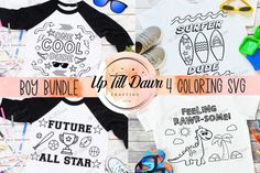 three different shirts with the words, boy bundle up to dawn 4 coloring svg