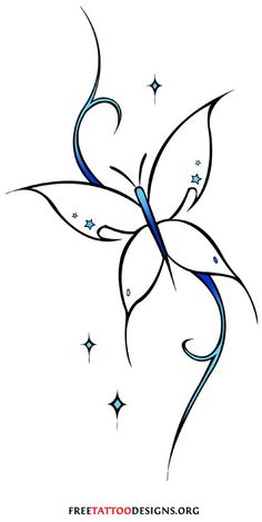 a butterfly tattoo design with stars on it