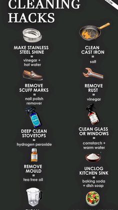 a poster with the words cleaning hacks on it