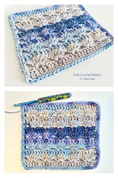 crochet pattern for a granny granny's blanket with two different colors and sizes