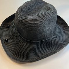 Cute And Classic Straw Hat By August Hat Company! Black Straw “Classic Kettle” Hat. Braided Band With Bead Accents. Adjustable. Nwt! 8.24 Black Casual Cloche Hat With Short Brim, Black Cloche Hat For Beach In Spring, Black Cloche Hat For Beach, Black Wide Brim Cloche Hat Casual, Black Brimmed Cloche Hat For Summer, Black Short Brim Cloche Hat For Summer, Black One Size Cloche Hat For Beach, Black Wide Brim Cloche Hat For Summer, Black Casual Cloche Hat