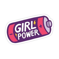 the girl power sticker is shown in purple and pink