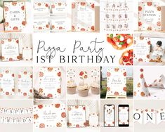 a collage of photos with flowers on them and the words papa party 1st birthday