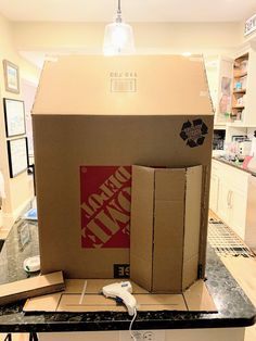 an open box sitting on top of a counter