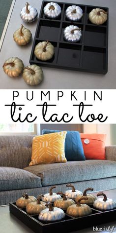 pumpkins are placed in trays on the coffee table