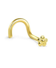 a gold nose ring with a flower on it