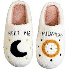 Cozy Up In Our Meet Me At Midnight Slippers! Cushioned With Fluffy Material And Featuring A Whimsical Phrase, These Slippers Will Make You Feel As Snug As A Bug In A Rug! Keep Your Feet Happy In Style With These Midnight Companions! White Soft Comfortable Sleepwear, Comfy Soft White Sleepwear, White Comfortable Soft Sleepwear, White Super Soft Casual Sleepwear, Casual Super Soft White Sleepwear, Casual White Super Soft Sleepwear, Super Soft Comfortable White Sleepwear, White Super Soft Comfortable Sleepwear, Comfortable Super Soft White Sleepwear