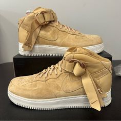 Nike Victor Cruz X Air Force 1 Mid Vachetta Tan Size 13 Ao9298-200 Triple Wheat No Box Ships Same / Next Day Victor Cruz, Mid Top Shoes, Wheat Design, Air Force 1 Mid, Nike Sneaker, Sneaker Games, Mid Top, Nike Air Force 1, Brown Suede