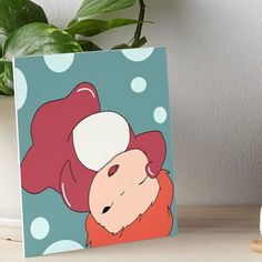 a painting of a red fish with white dots on it's head art board print