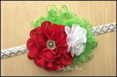 Christmas Headband Green and Red Headband Red Lace by JadyBugBows Green And Red, Cute Hairstyles