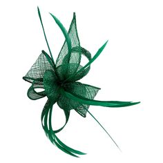 A Brand New Handmade Green Colour Small Size Mini Fascinator With Sinamay Curls forming a beautiful poppy shaped flower which sits in the middle of trimmed feathers, thus making a beautifully crafted small fascinator. Made up of Sinamay material which is the most classic material for fascinators The length of the fascintor is approximately 13cm and its width at the widest point is 10cm. This fascinator has a non removable metal clip and a brooch pin attached at the base. This allows you to wear Elegant Green Hair Accessories For Wedding, Green Handmade Flowers Wedding Fascinator, Elegant Green Brooches With Handmade Flowers, Green Flower-shaped Brooches For Weddings, Green Wedding Brooches, Royal Ascot Races, Green Fascinator, Ascot Races, Wedding Fascinators