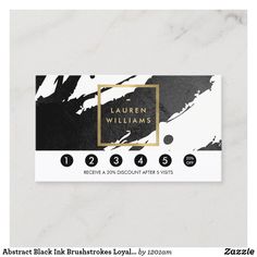 Abstract Black Ink Brushstrokes Loyalty Card Cards Simple, Business Cards Simple, Stylist Business Cards, Hairstylist Business Cards, Business Card Inspiration