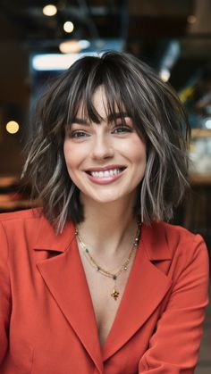 65 Stunning Bob Haircuts with Bangs for a Modern Look: Styles for Long, Medium, and Short Hair Hair Bob With Curtain Bangs, Choppy Bob With Curtain Bangs, Lob With Bangs Round Face, Medium Bob Haircut With Bangs, Medium Bob With Fringe, Short Bob Hairstyles With Fringe, Messy Bob With Bangs, Long Messy Bob, Shag Bob Haircut