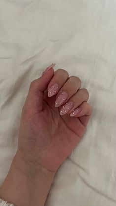 Cute Clean Nail Ideas, Cute Nails Diamonds, Simple French Almond Nails, Neutral Gem Nails, Rine Stone Almond Nails, Wedding Nails With Jewels, Nail Inspo Rine Stones, Nail Inspiration Rhinestones, Natural Nails With Pearls