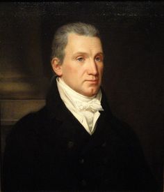 an old painting of a man in a black coat and white shirt with grey hair