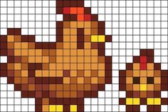 an image of a chicken made out of pixellated pixels, with the colors yellow and brown