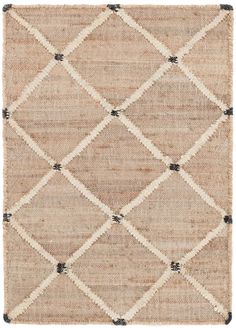 a beige and black rug with diamond shapes on the bottom, in different sizes and colors