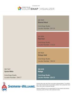 the color scheme for sherylin - williams's paint swatches is shown