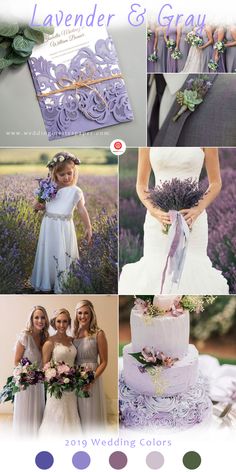 the wedding color scheme is lavender and grey