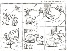 the tortoise and the hare comic strip is shown in black and white,