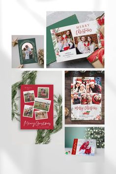 christmas cards and photoshopping are arranged on top of each other