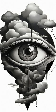 an eye is surrounded by clouds and rain