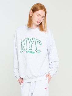 Editor's NotesThis sweatshirt features NYC applique on front, Stars and Stripes embroidery on sleeve, semi-oversized fit. It went through tumble washing and tenter processing to minimize shrinkage. For unisex.- NYC applique point- Stars and Stripes embroidery point on sleeve- Semi-oversized fit- Dropped shoulder- Minimized shrinkage- Optional price for napping liningMeasurements(in.)S / M / L / XL- Total length: 25.98 in. / 26.77 in. / 27.95 in. / 28.74 in.- Shoulder: 18.50 in. / 19.29 in. / 20. Oversized White Sweatshirt With Letter Embroidery, Oversized Sporty Sweatshirt With Embroidered Graphics, Oversized College Sweater With Letter Embroidery, Trendy Oversized Sweatshirt With Letter Embroidery, Oversized Letter Embroidery Sweater For College, Oversized Embroidered College Sweatshirt, Oversized College Sweatshirt With Embroidered Graphics, Oversized Embroidered Sweatshirt For College, Oversized Varsity Sweatshirt With Text Print