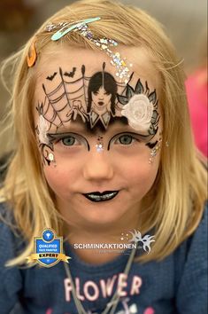 Wednesday Addams Face Paint, Paint Halloween, Painting Halloween, Face Paintings, Face Painting Halloween, Face Painting Designs, Wednesday Addams