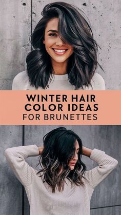 Winter Ash Brown Hair, Brunette With Cinnamon Balayage, Brown With Grey Balayage, Bold Baylage Hair, Dark Brunette Hair No Highlights, Dark Brown Hair With Peek A Boo Highlights, Balayage Hair Brunette Curly Natural, Winter Colors For Hair, Fall Balayage Black Hair