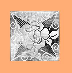 an orange background with black and white designs on it, including a square shaped pattern