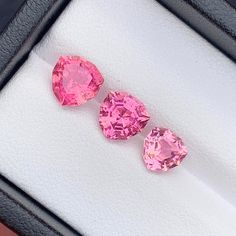 Elegant Afghan trillion cut pink colour tourmalines  High lustre, glowing and bright colour  3.75 Cts 7 x 7 x 4.5mm 6.2 x 6.2 x 4.8mm Unheated, Untreated Luxury Pink Trillion Cut Jewelry, Pink Colour, Pink Tourmaline, Bright Color, Pink Color, Tourmaline, Pakistan, Gems, Bathing Beauties