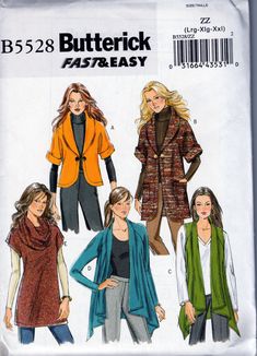 a women's jacket, vest and pants sewing pattern from butterick fast - easy