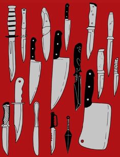 an image of knifes with the words can ladies kill them? on red background